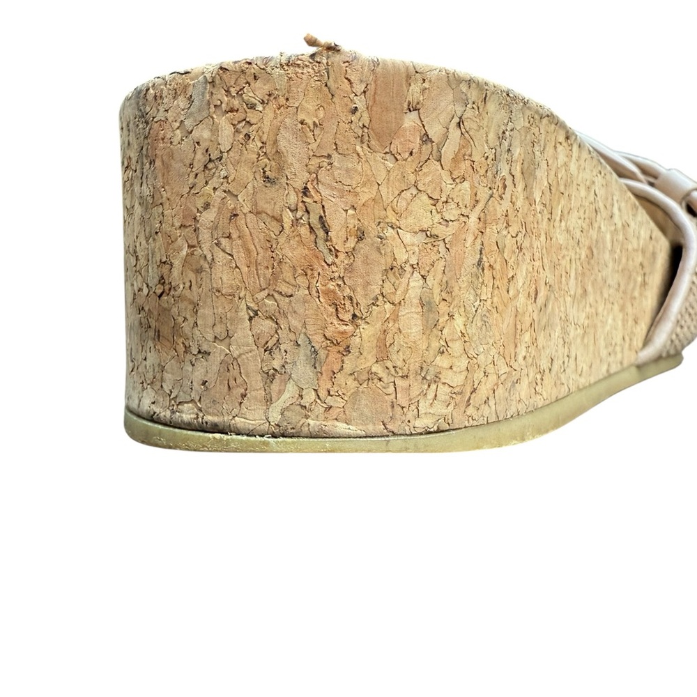Veronica Beard Beige Woven Slides Wedge Heel Buckle - Picture 7 of 11